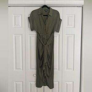 Steve Madden Olive Green Shirt Dress with Tie Waist